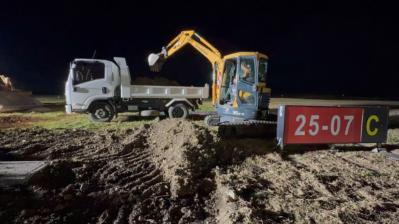 Night-time excavation and trucking work